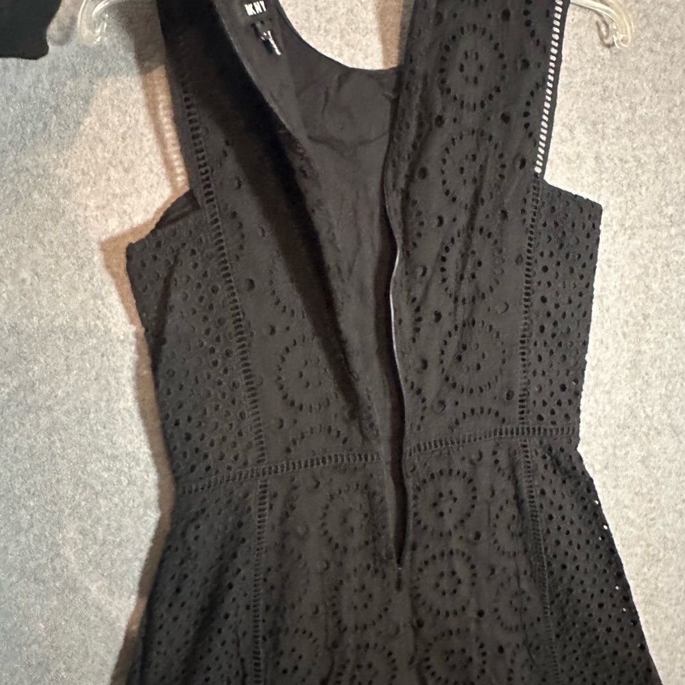 DKNY Black Eyelet Sleeveless A Line Dress - Size 4 - Picture 10 of 11